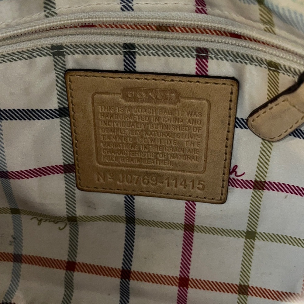 Vintage Coach Cowhide Leather Bleeker Tattersall Hobo Bag Blonde/Tan - Picture 5 of 16